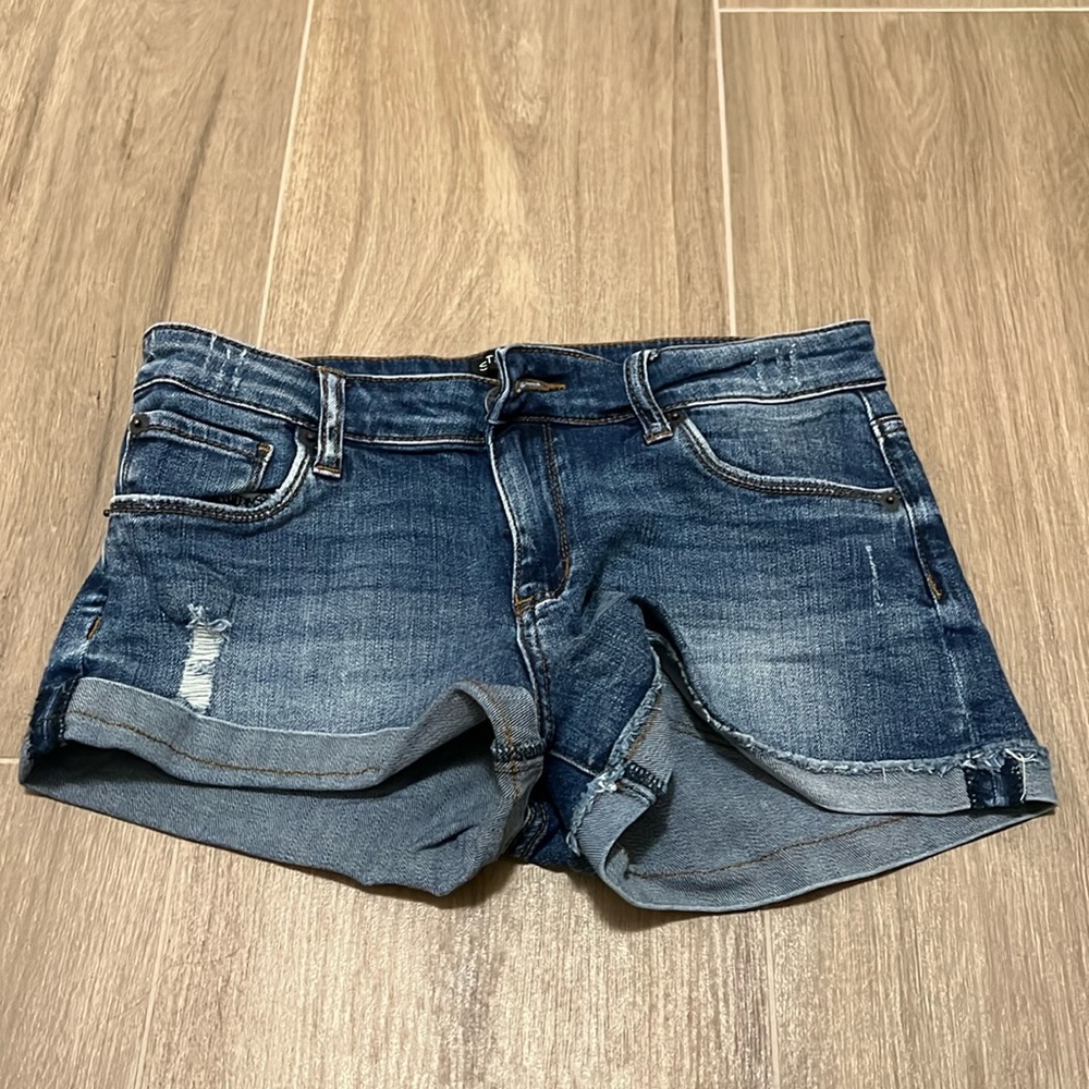 STS Blue High Rise Jean Shorts with Fray Roll Hem Size 26